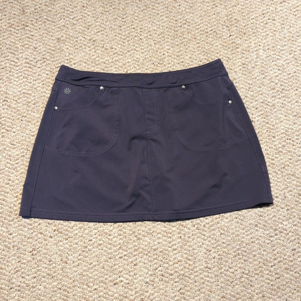 Athleta Endorphin Run Skirt Women M Gray Lined Stretch Athletic Tennis Active